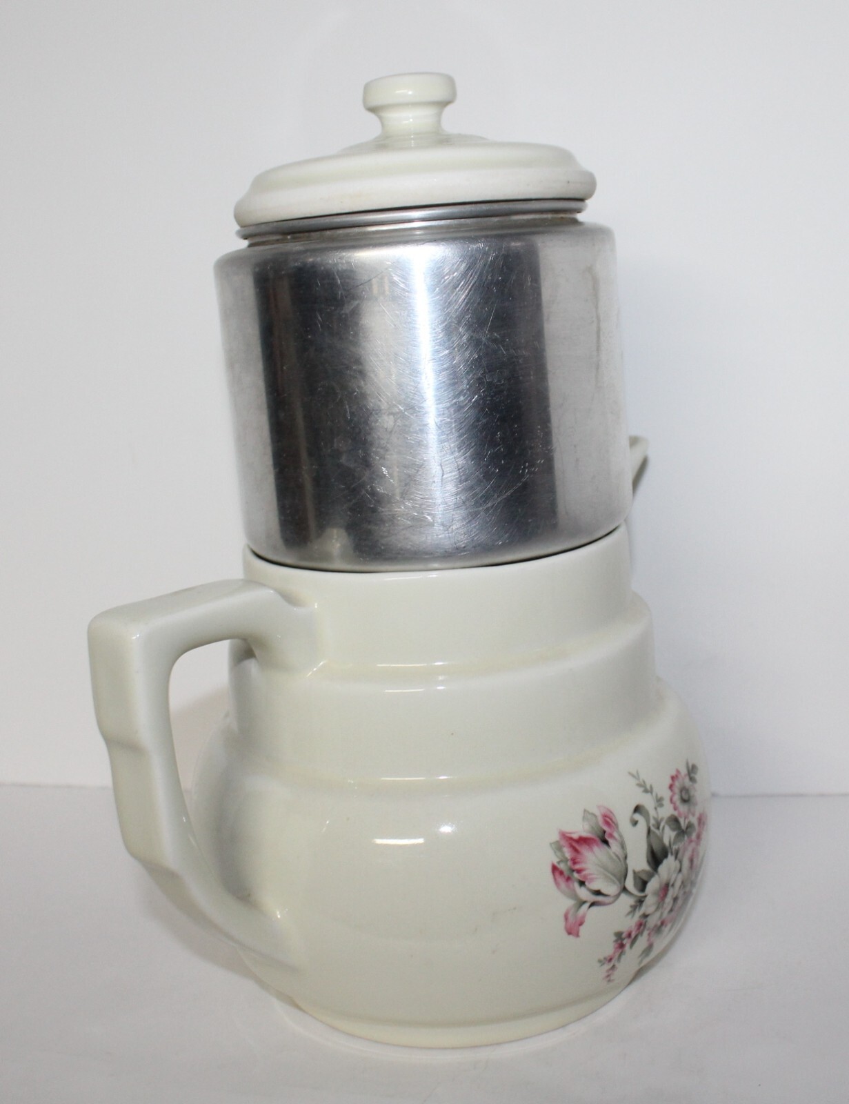 Vintage DripoLator Floral Coffee Pot Enterprise Aluminum Co. Complete