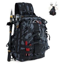 Fishing Tackle Large Backpack- Salt Water Resistant Fishing Bag / Organzier 34L