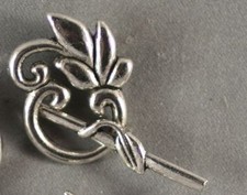 SILVER COLOR FLORAL LEAF TOGGLE CLASPS 24MM 6 LEAD NICKEL FREE METAL