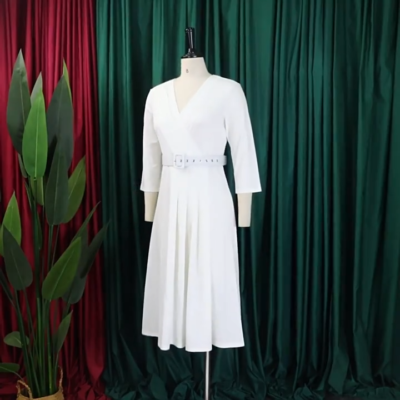 white christmas dresses PRETTYGARDEN Women's Summer Casual Dresses Spring Sleeveless V Neck Mi main image 1