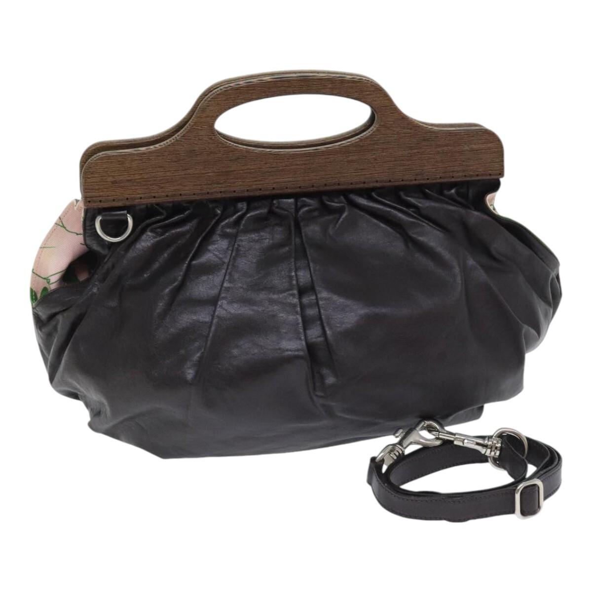 Miu Miu Hand Bag Leather 2way Brown Silver Auth bs18046 | eBay 