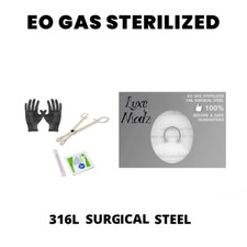 Sterilized Piercing Kit Surgical Steel Horseshoe Ring 16G Forceps Needles Gloves