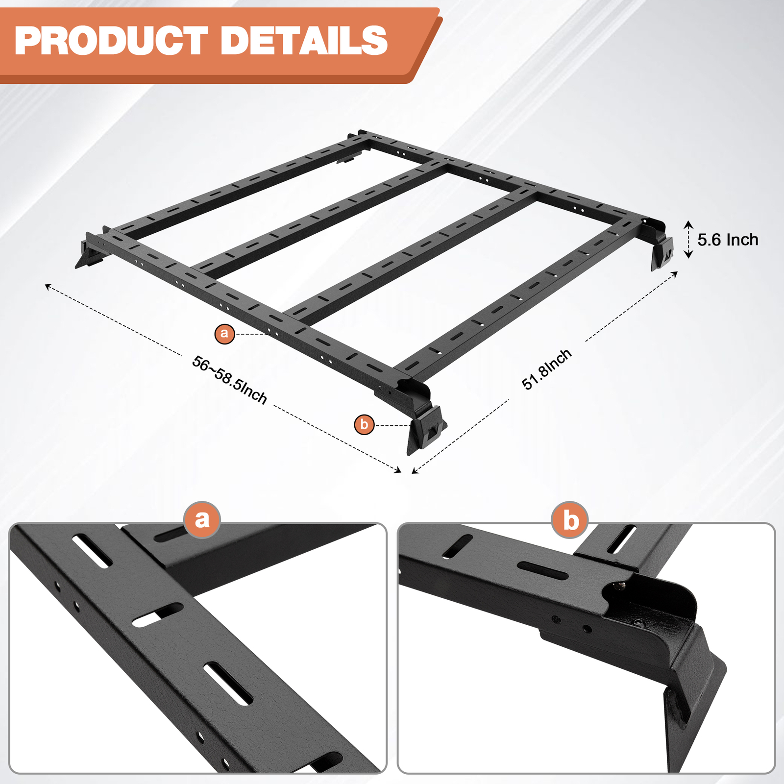 Rear Roof Rack Cargo Basket For Jeep Wrangler JK 2007-2023 Hardtop 4DR No Drill