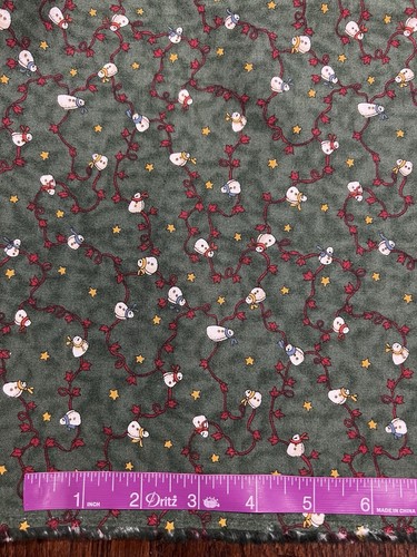 MODA Deb Strain Primitive Christmas Panel 22”x44” & Green Snowman Fabric Rare - Picture 10 of 12