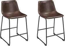 Centiar 24" Counter Height Modern Bucket Barstool 2 Count, Brown