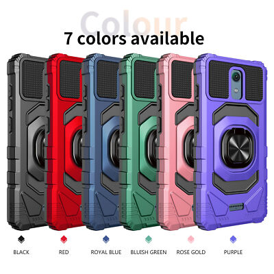 For Cricket Vision Plus Case Shockproof Ring Stand Phone Cover w/ Tempered Glass