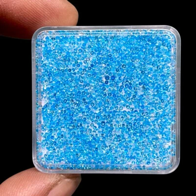 200 Stück Natürlich Apatit 1mm Rund Schliff Neon Blau Unbehandelt Lose - Bild 1 von 4