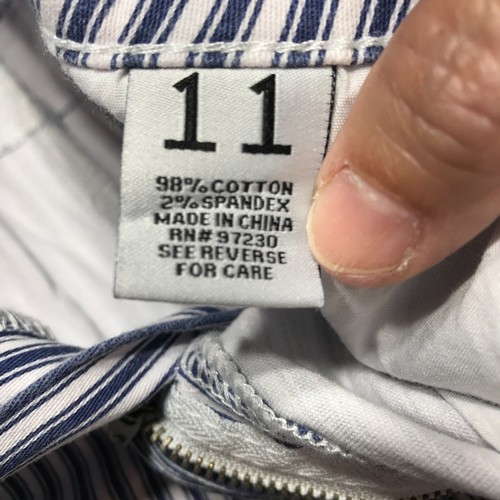 Almost Famous Skirt Juniors Size 11 Blue White Railroad Stripe Mid Rise Denim - Picture 6 of 12