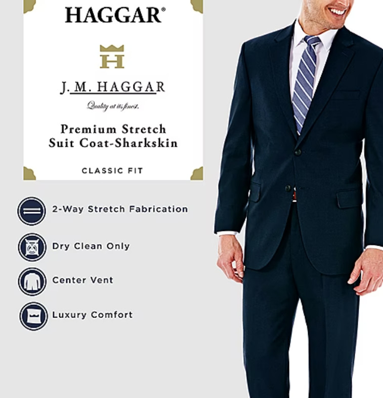 NWT - J.M. Haggar Men's Premium Stretch Classic Fit Suit Separate Jacket 48 R