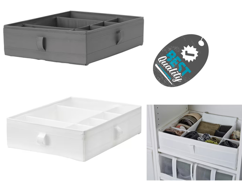 Box with Compartments, Socks, Belts and Jewellery Storage Organise, 44x34x11 cm