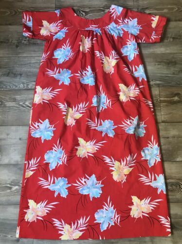 Vintage 60s 70s Royal Hawaiian Dress, Muumuu Red Black Belted | eBay