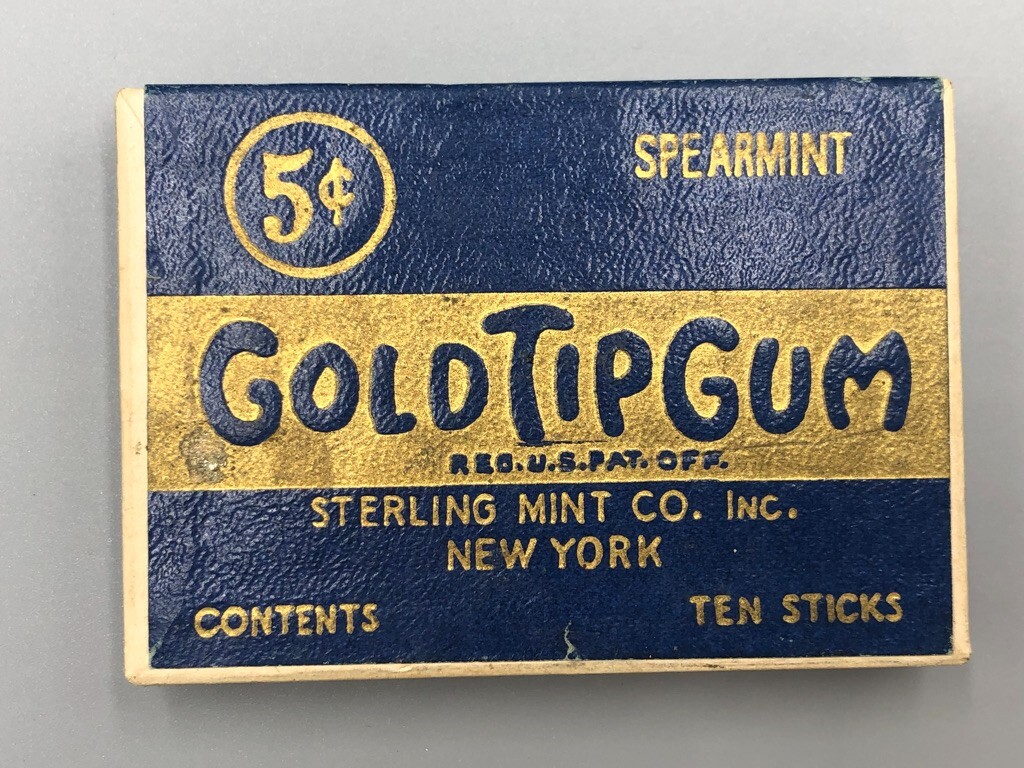 Antique GOLD TIP GUM Aristocrat CIGARETTE Form BOX Advertising Sterling Mint