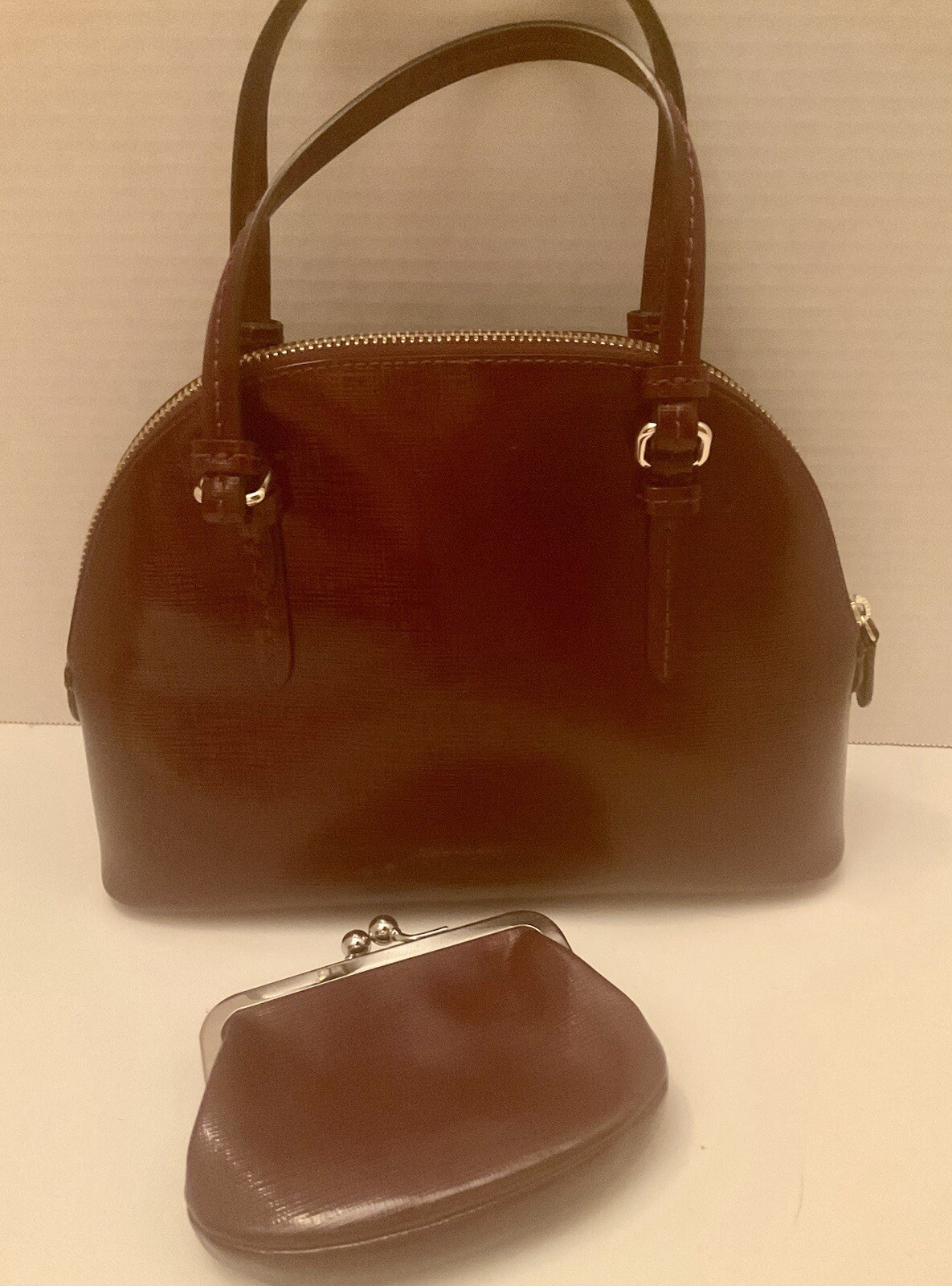 Coach PEYTON Mini Cora Domed Satchel Handbag With Coin Purse - Burgundy Leather image 8