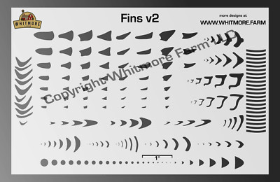 Fins v2 Assortment Fishing Lure Airbrush Stencil Fins and Gills - Mylar  Reusable | eBay