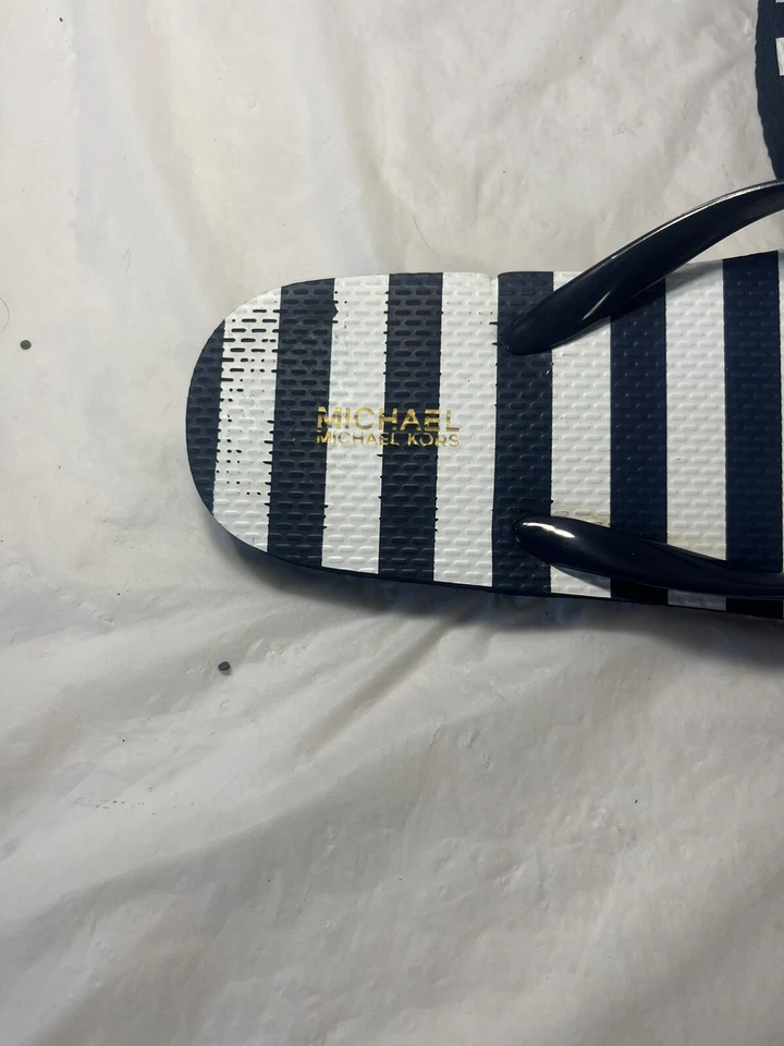 Chanclas de goma Michael Kors a rayas talla 9 encanto dorado Foto 2 de 4