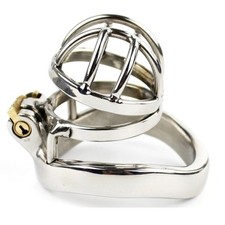 Stainless Steel Male Chastity Device Short Cage Men Metal Locking Belt CC104