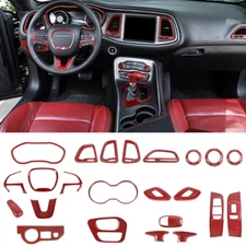 23PCS Red Carbon Fiber Interior Full Set Trim Kit For Dodge Challenger 2015-2020