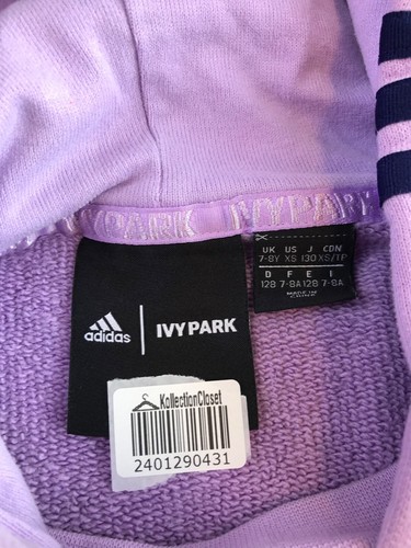 Adidas Ivy Park Hoodie Girls XS Purple Cropped Long Sleeve Hooded Logo Pullover - Picture 10 of 18
