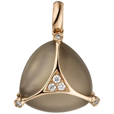 Jobo pendant 585 gold rose gold 1 moonstone cabochon gray 6 diamonds brilliant