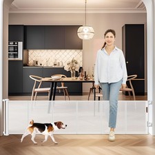 24 Inch Tall x 75 Inch Extra Wide Retractable Dog Gate for The House, Short D...