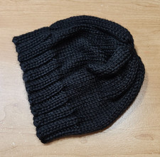 Beanie 3 - 6 Months Baby Unisex Boy Girl Handmade Ribbed Knit Solid Black