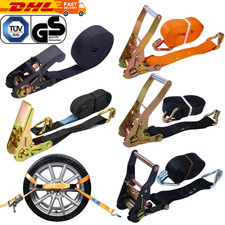 Profi Spanngurt mit Ratsche | 3–10m | 25–50mm | 0,8–5T | Schwarz | Orange | TÜV