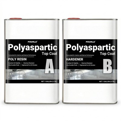POURLA  Polyaspartic Flakes Floor UltraShield 1:1 Mix Top Coat 2 Gallon Kit