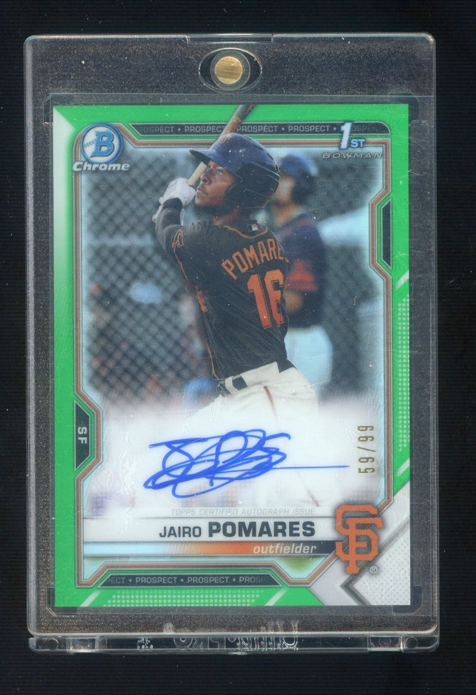 2021 Bowman Chrome Green Refractor Jairo Pomares RC Rookie AUTO 59/99