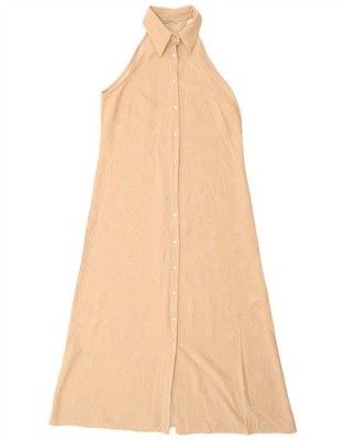 Kikisix Damen Maxikleid abstraktes Muster ärmellos UK 14 Medium beige EE15