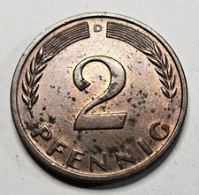 1962 D Germany 2 Two Pfennig - Bronze Coin - German - World Coin - Europe
