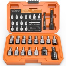 17Pcs Screw Extractor Set, 3/8" Inch Drive Easy Out Bolt Extractor Set, Multi...