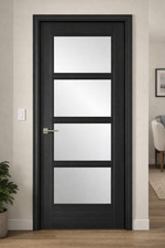 Internal Vancouver Charcoal Black Finished 4 light Clear Glazed Door B Graded