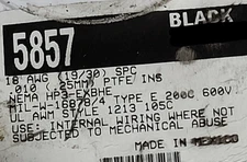 Alpha Wire 5857 #18awg M16878/4 E Silver (SPC) PTFE 200C Hook-Up Wire Black/50ft