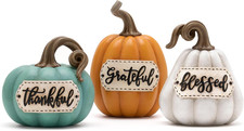 Pumpkins Fall Table Decor for Home, Set of 3 Resin Decorative Pumpkins Figurines