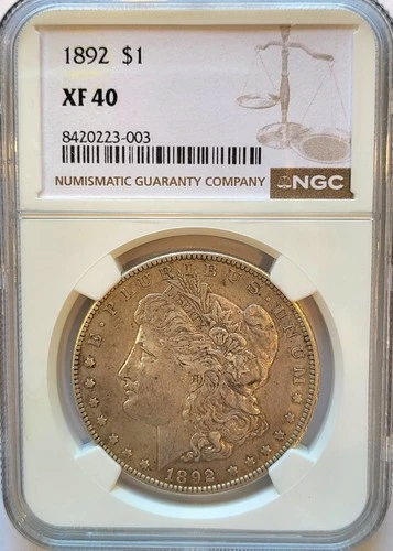 1892-P   NGC XF-40   Choice for Grade.   Morgan Silver Dollar.   #354.