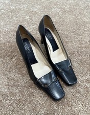 Vintage Women's Gucci High Heels Black Leather Square Toe Heel Shoes US 6.5
