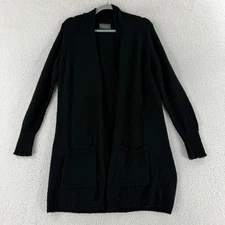 Wooden Ships Cardigan Sweater Womens Small Black Long Sleeve Knit Wool Mohair