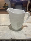 Vintage LARGE 2-Qt Fenton Hobnail Milk Glass Farmhouse Cottage Style Pitcher