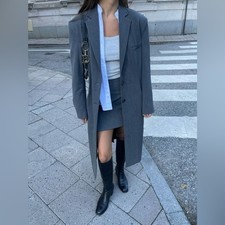 New Djerf Avenue Forever Coat in Grey Oversized XXS Small Long Timeless