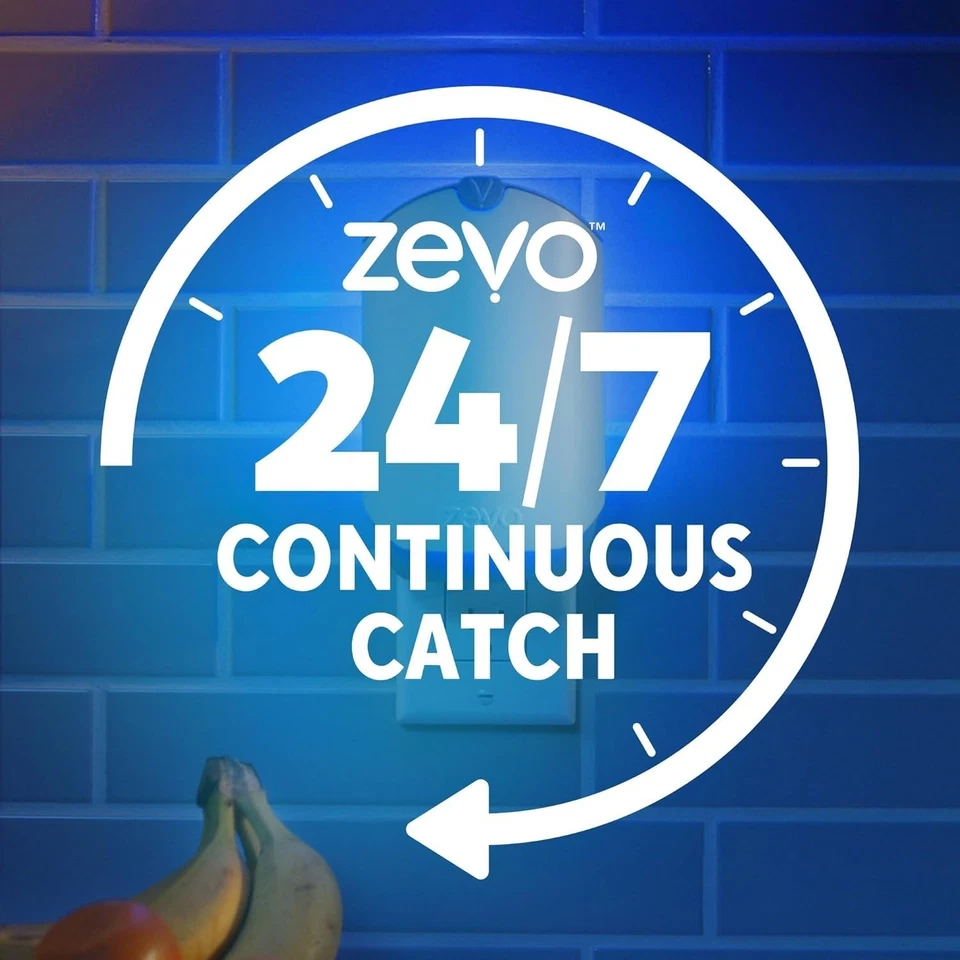 Zevo Flying Insect Trap (2 Plug-in Bases + 4 Cartridges) Featuring Blue UV Light - Image 3 of 4