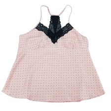 Ambrielle Lace Trim Camisole Top Womens Large Pink Blush Black Star Coquette