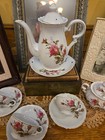 Vintage Moss Rose Demi  Coffee Pot Sugar, creamer, four cups and saucers — photo 1