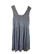 Sundance Dress Womens 14 Gray Sleeveless Embroidered Boho Lace Cupro Summer Midi