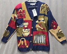 Vintage 1994 Eagle's Eye Cardigan Sweater Accessories Purse Shoes Belt Sz Small