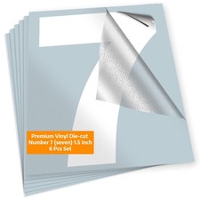 iSYFIX White Vinyl Number 7 Seven Stickers - 6 Pack 1.5 inch, 7