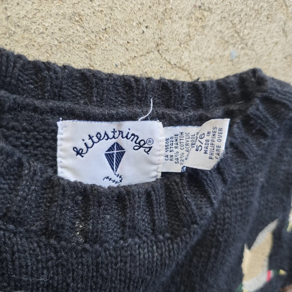 Suéter de Colección Kitestrings Talla 5/6 Tejido Algodón Perros de Caza Pato Cuello Redondo  Foto 4 de 4