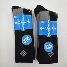 Columbia Wool Blend Crew Socks - Gray/Black - Men's 6-12 **4 PAIRS**