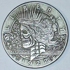 Dead Liberty Peace Dollar Skeleton Hobo Dollar style Coin
