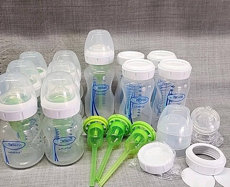 Lot of 11 Dr. Brown’s Baby Bottles – Mixed Sizes with Vents & Nipples