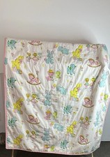 Handmade Vintage Embroidered Baby Quilt   40.5" x 49"